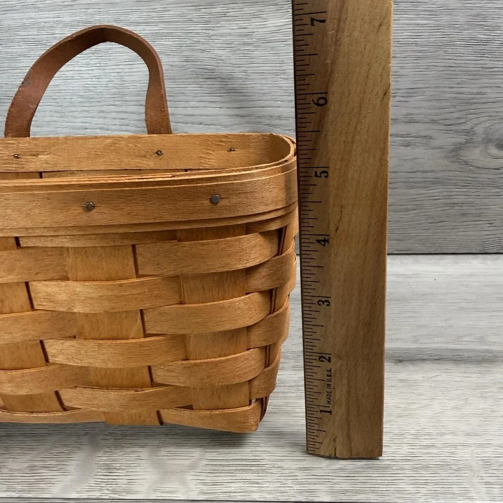 Vintage 1991 Longaberger Hanging Basket Small Brown Wall Organizer 8 inch